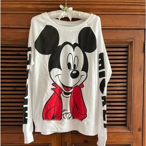 NEW DISNEY MICKEY MOUSE SWEATSHIRT CREWNECK WHITE SIZE XL 15/17